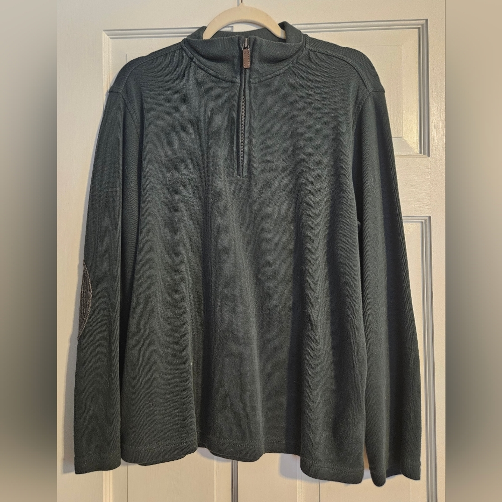 Banana Republic 1/4-zip Elbow-patch Green sweater